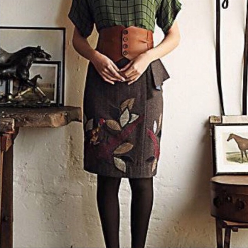 Anthropologie Floreat In the Trees Pencil Skirt